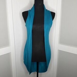 Gabriel New York Cardigan Vest Women Small Teal Blue Knit Open Front Draped 3678